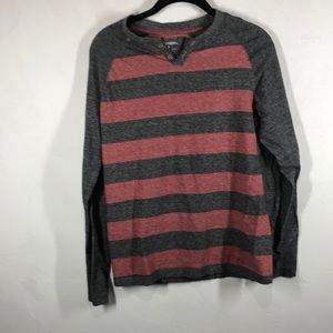 Overdrive red and gray stripe long sleeve small